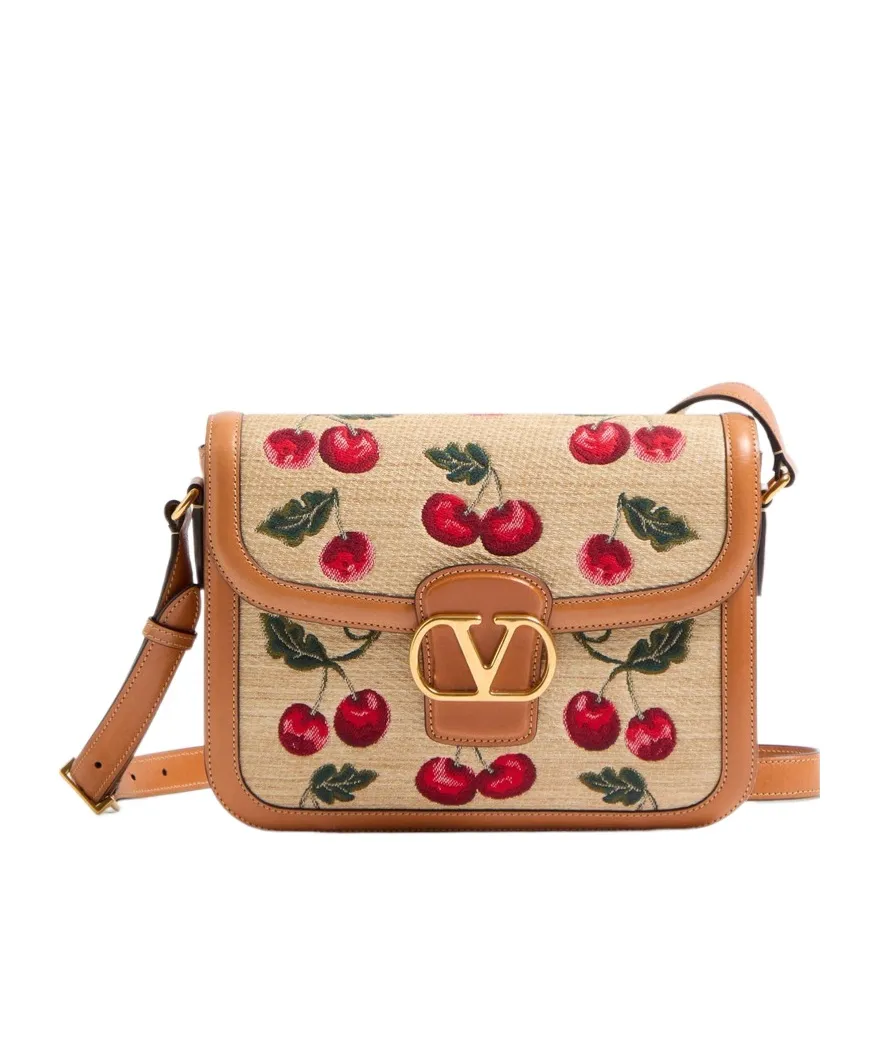 Valentino Garavani 9To5 Shoulder Bag In Synthetic Jacquard Raffia