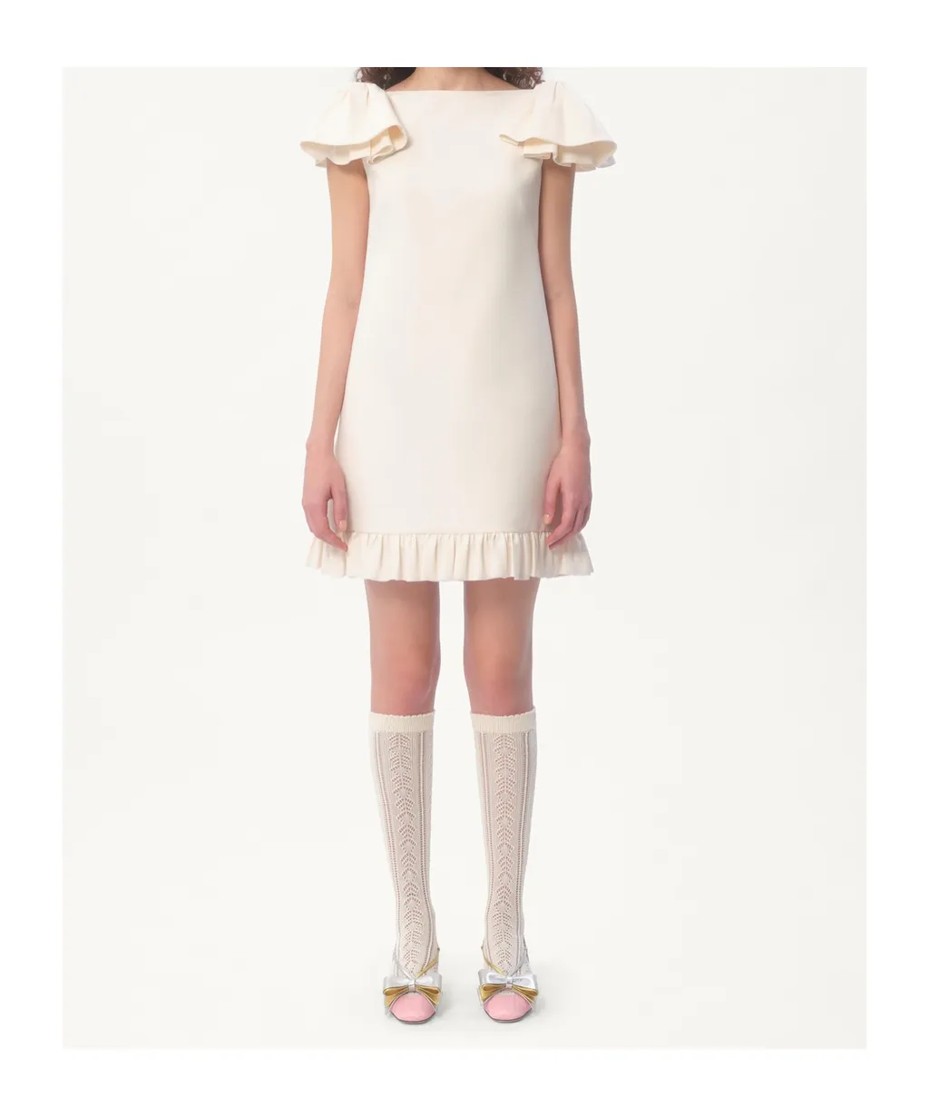 Valentino Crepe Couture Flared Hem Mini Dress