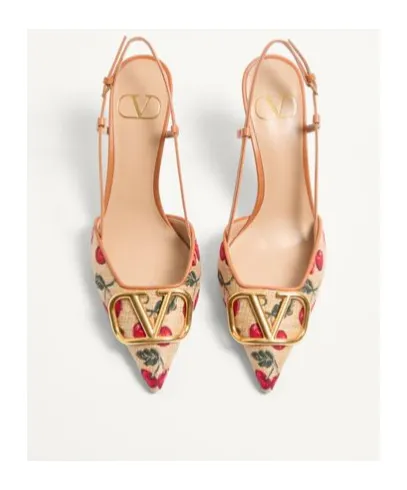 Valentino Vlogo Signature Pointed Toe Slingback Pumps