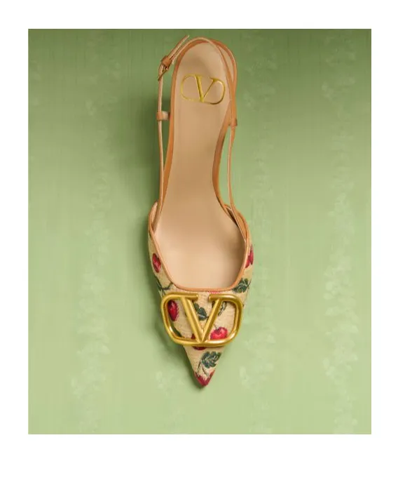 Valentino Vlogo Signature Pointed Toe Slingback Pumps