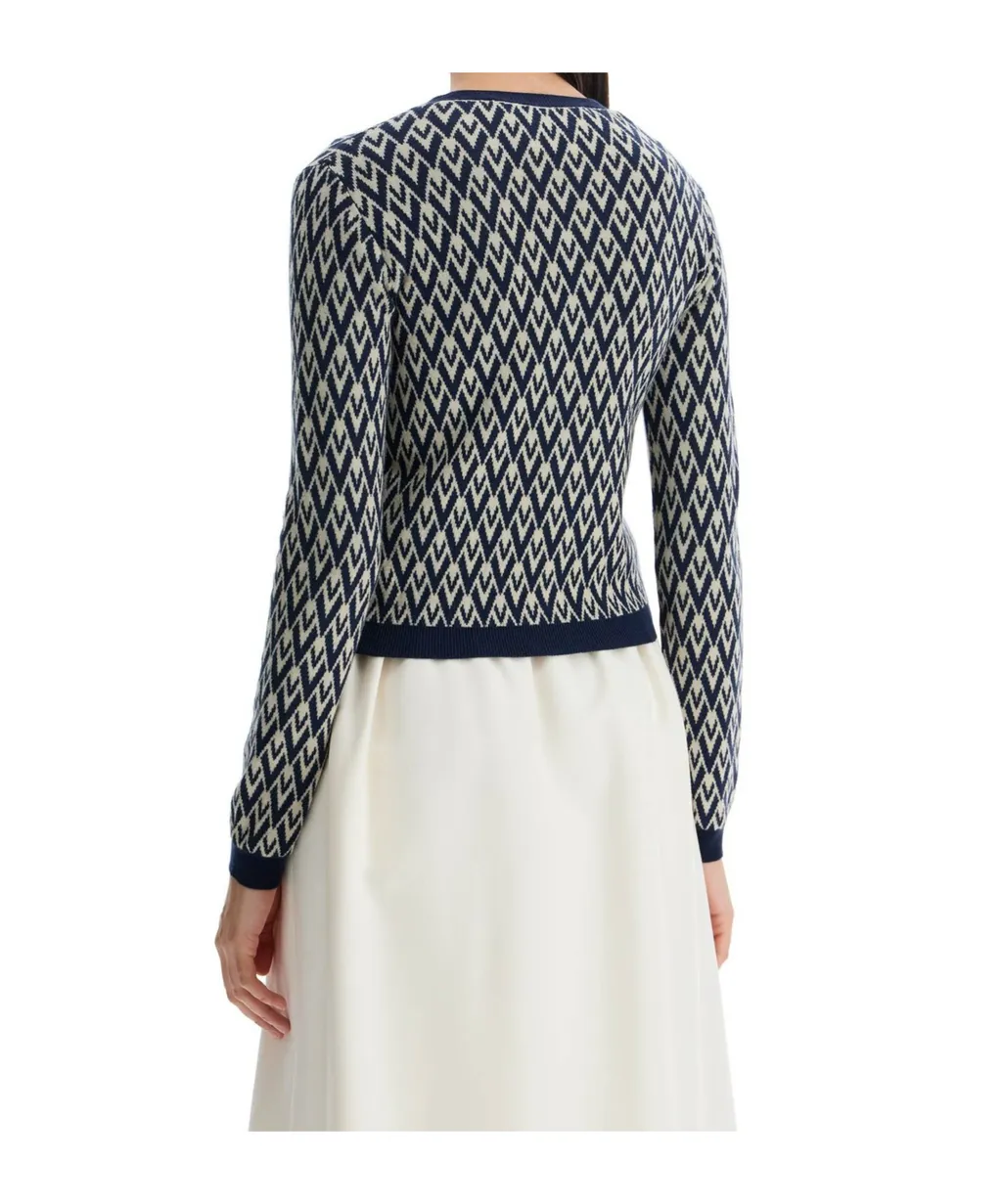 Valentino Garavani Toute La V-Jacquard Knit Cardigan