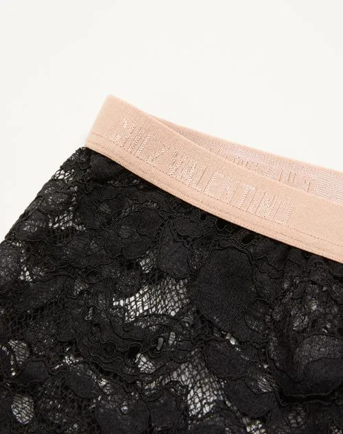 Valentino Logo Waistband Lace Detailed Tights