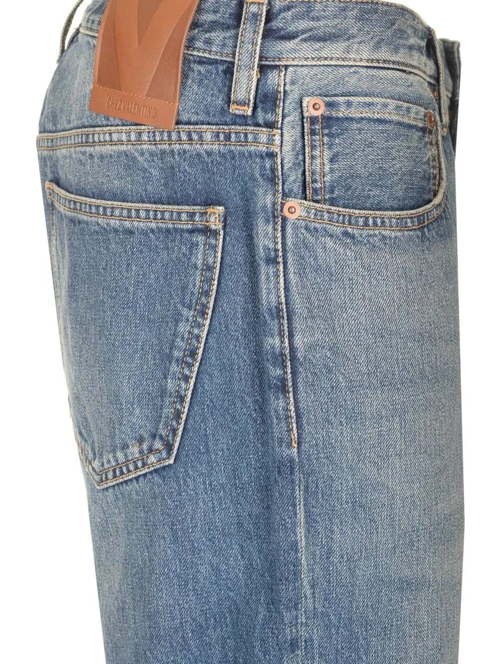 Valentino Logo Patch Straight Leg Jeans