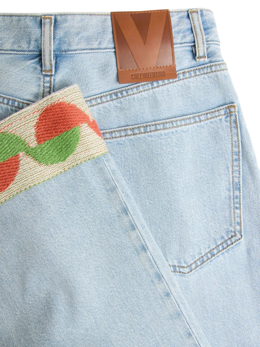 Valentino Jacquard-Trim Straight Leg Jeans