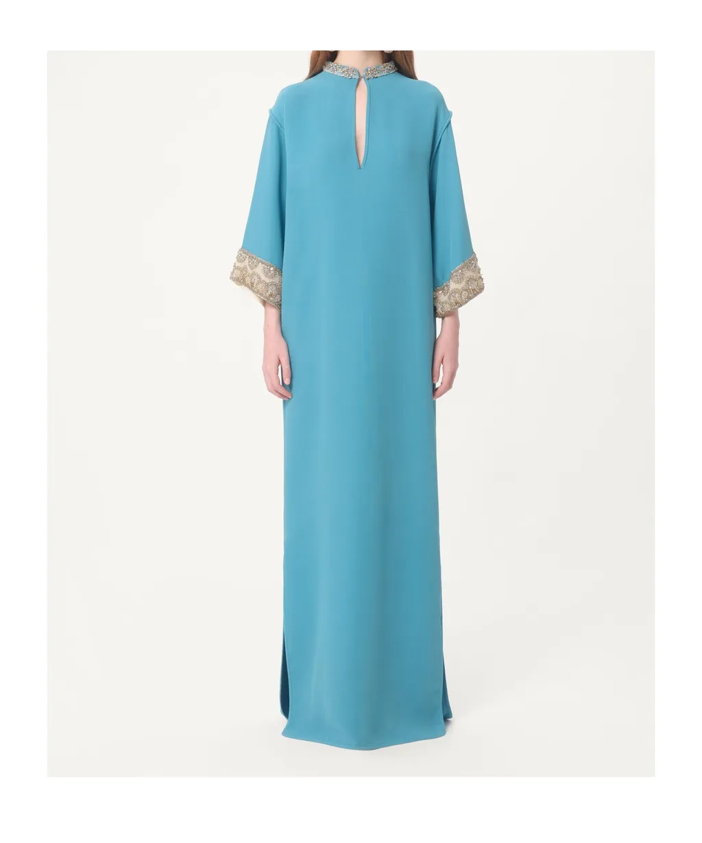 Valentino Embellished Side Slit Belted Dress