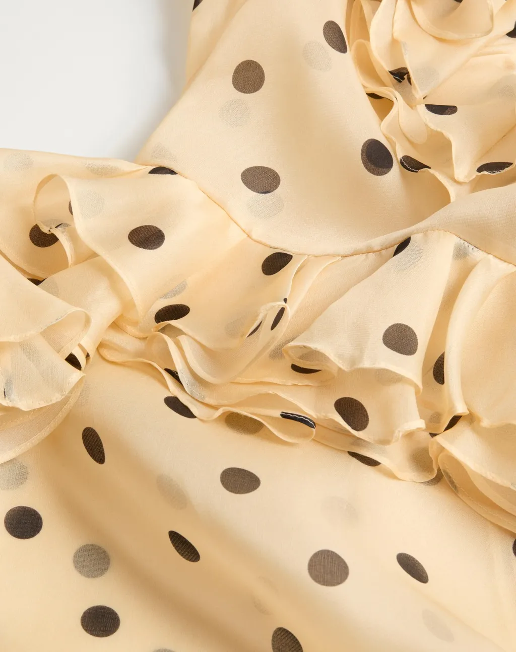 Valentino Polka Dot-Printed V-Neck Ruffled Dress
