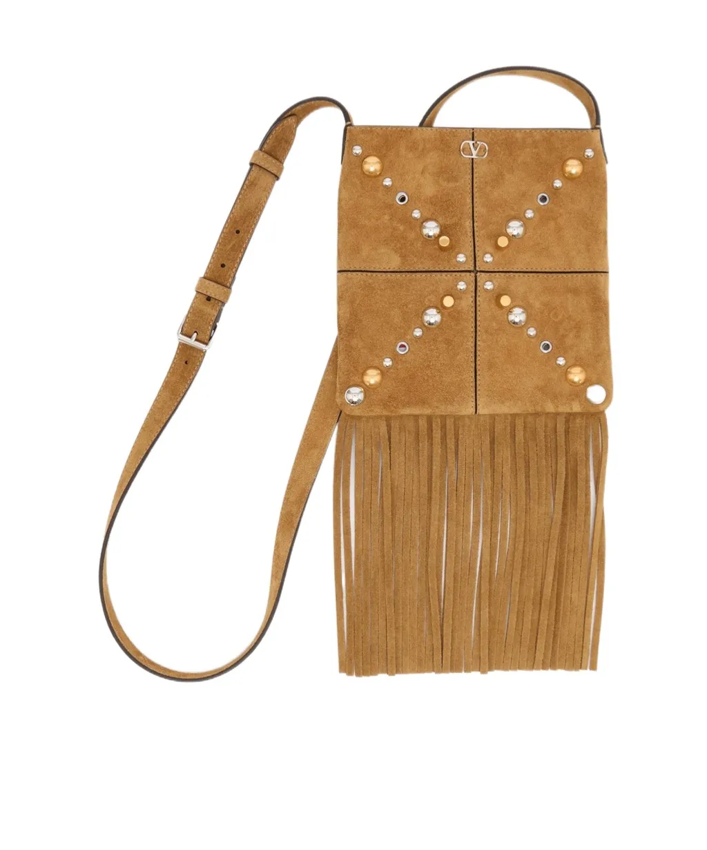 Valentino Garavani NellcÔTe Small Shoulder Bag In Suede With Fringes