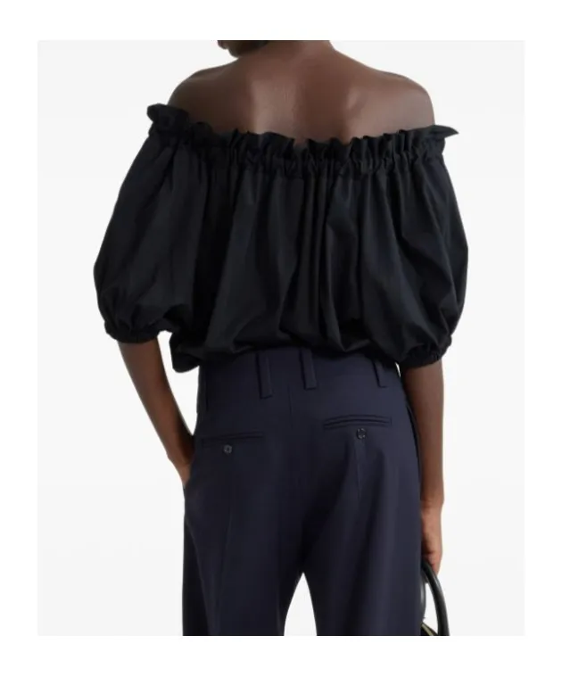 Patou Drawstring Puff-Sleeve Top