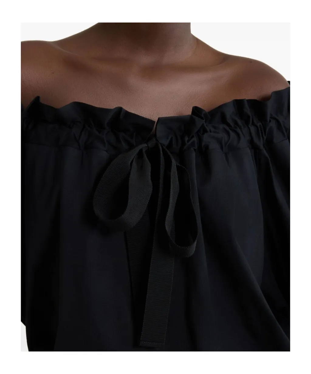 Patou Drawstring Puff-Sleeve Top