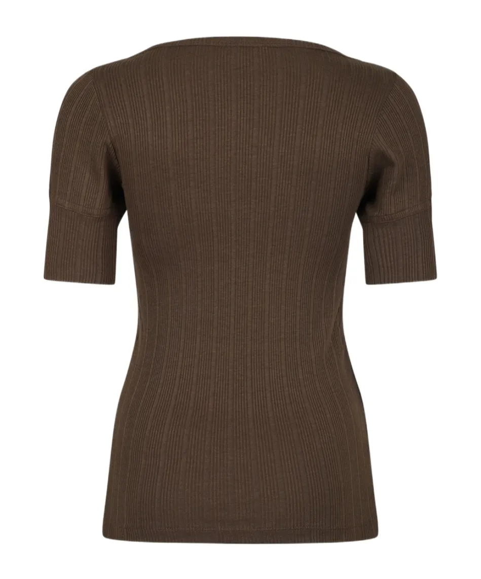 Patou Ribbed Zip-Front Top