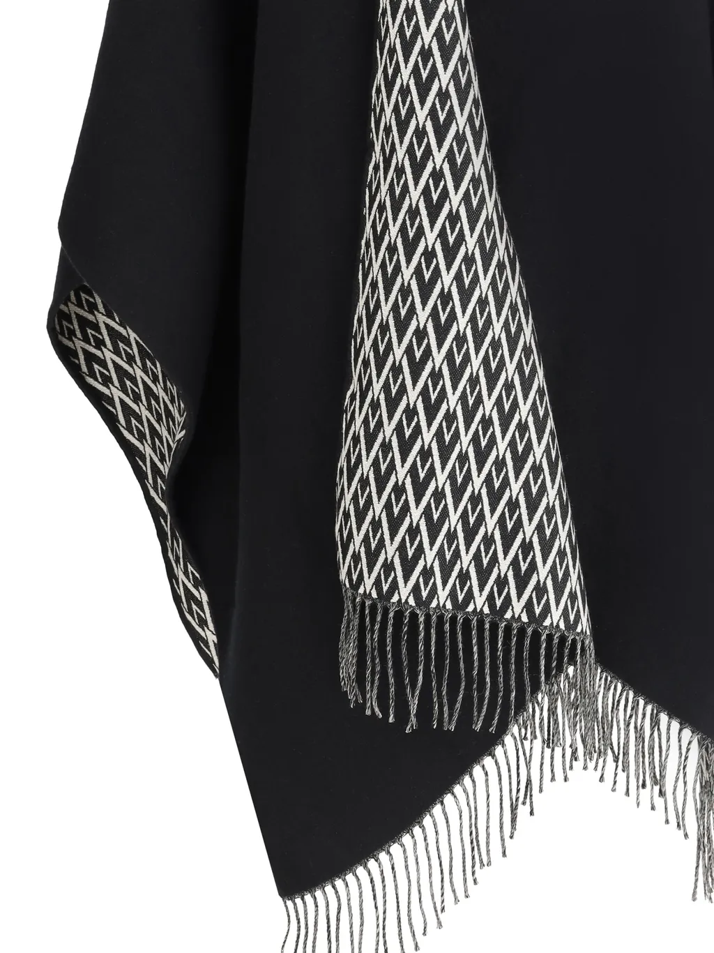 Valentino V-Neck Fringed Edge Poncho