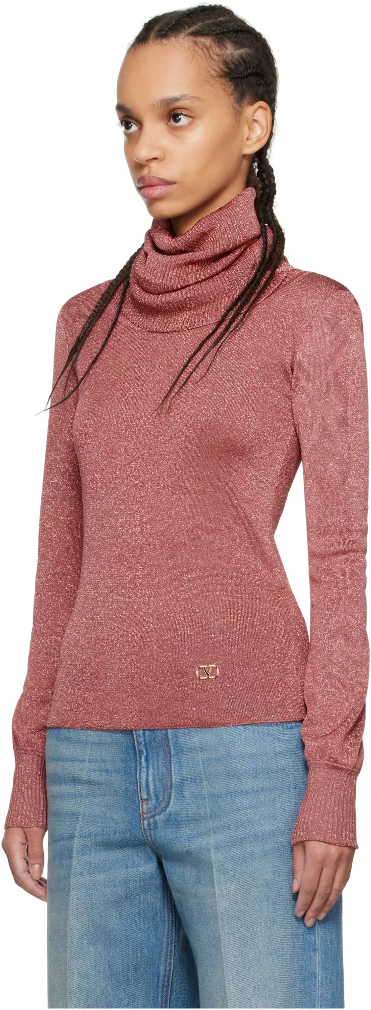 Valentino Logo Plaque Turtleneck Jumper