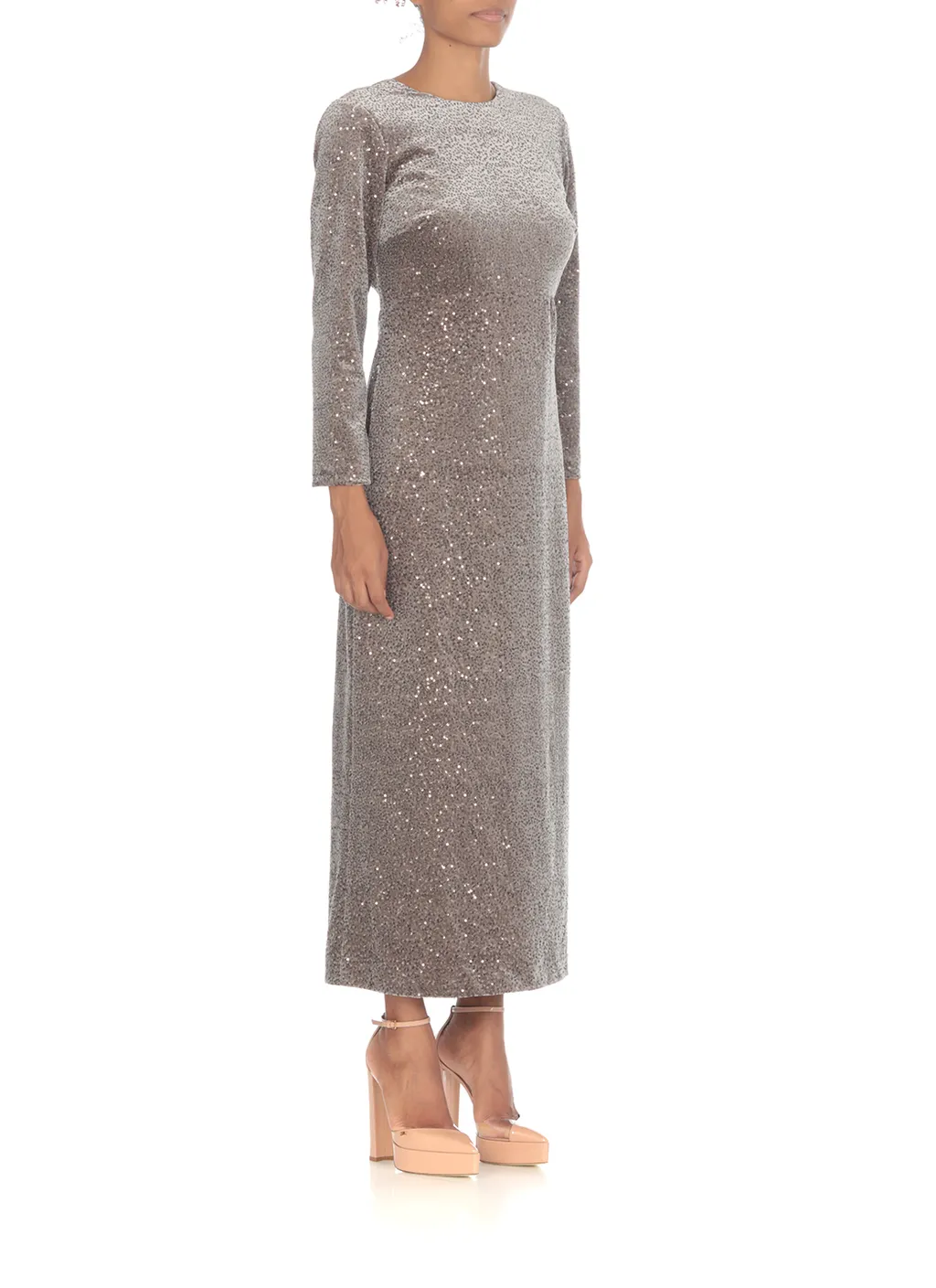 Sequin-Embellished Velvet Midi Dress