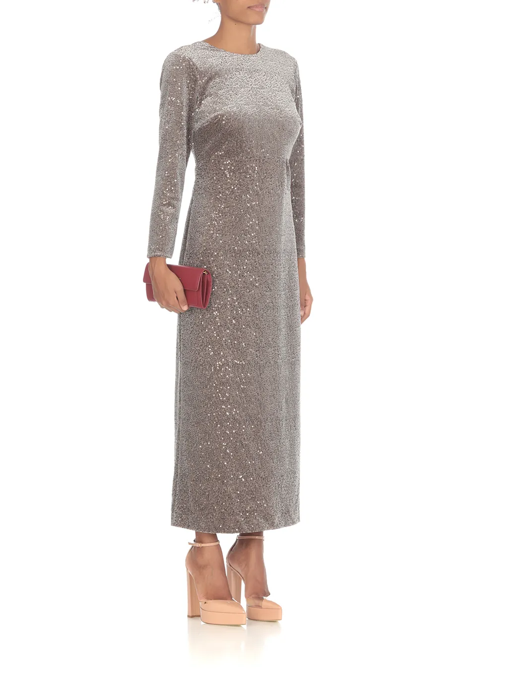 Sequin-Embellished Velvet Midi Dress