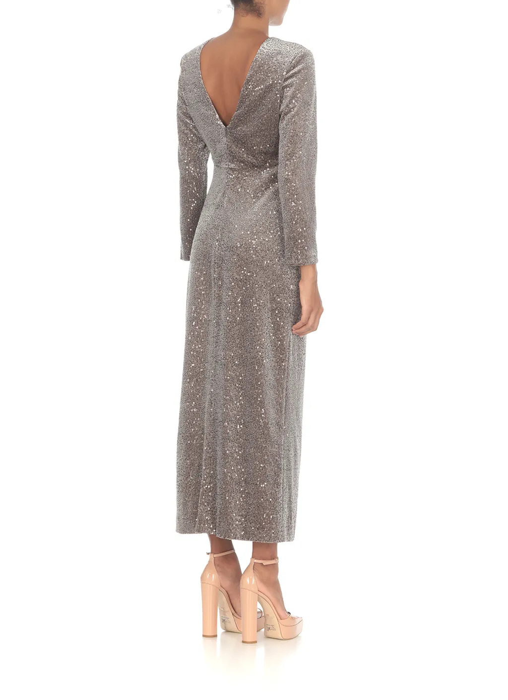 Sequin-Embellished Velvet Midi Dress