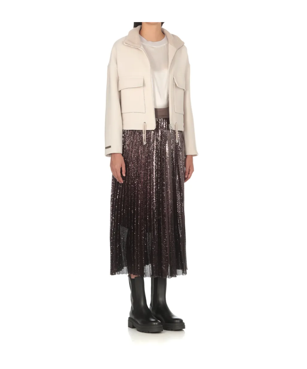 Pliss Pleated Midi Skirt