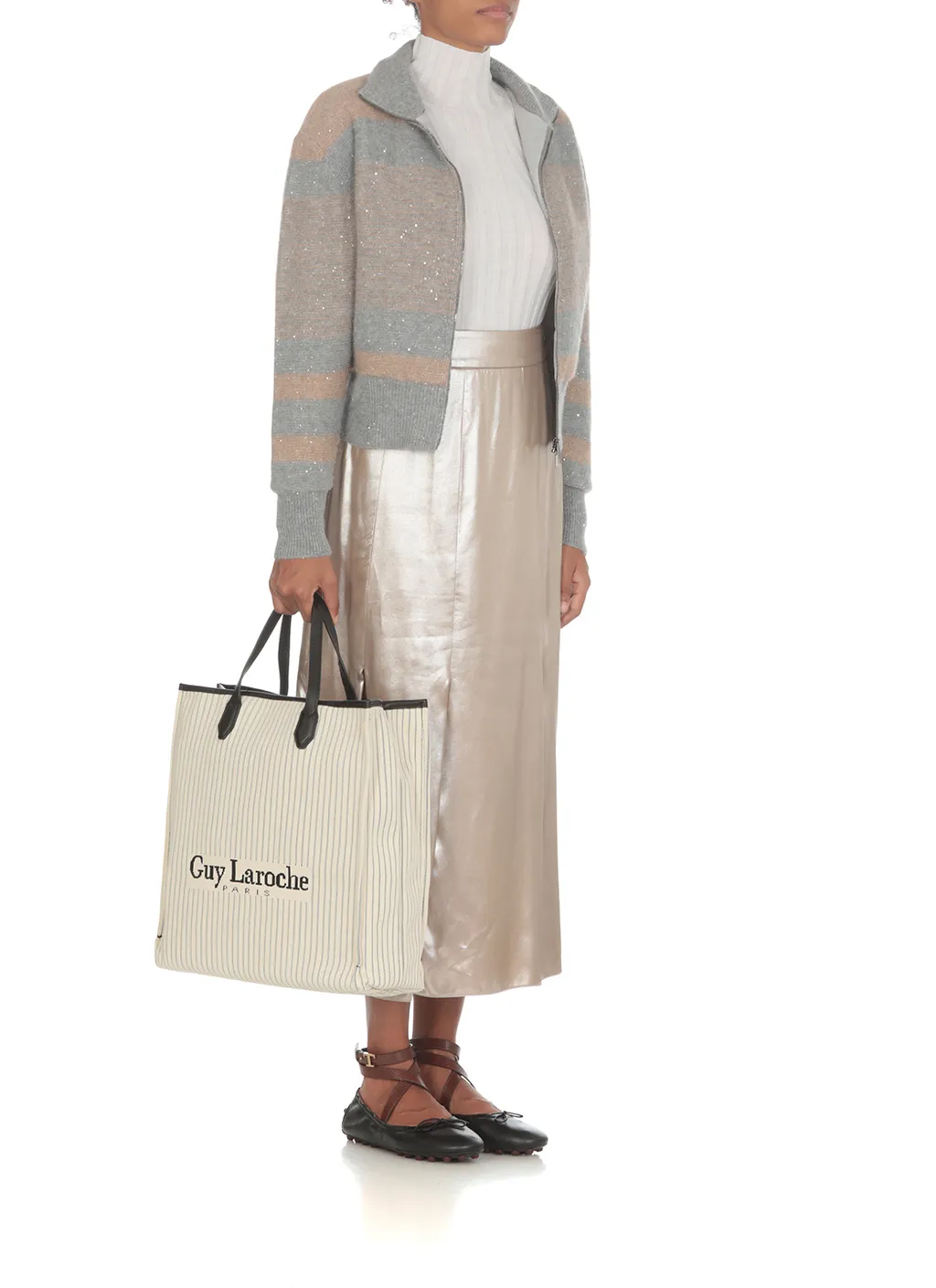 Peserico Laminated Twill Midi Skirt