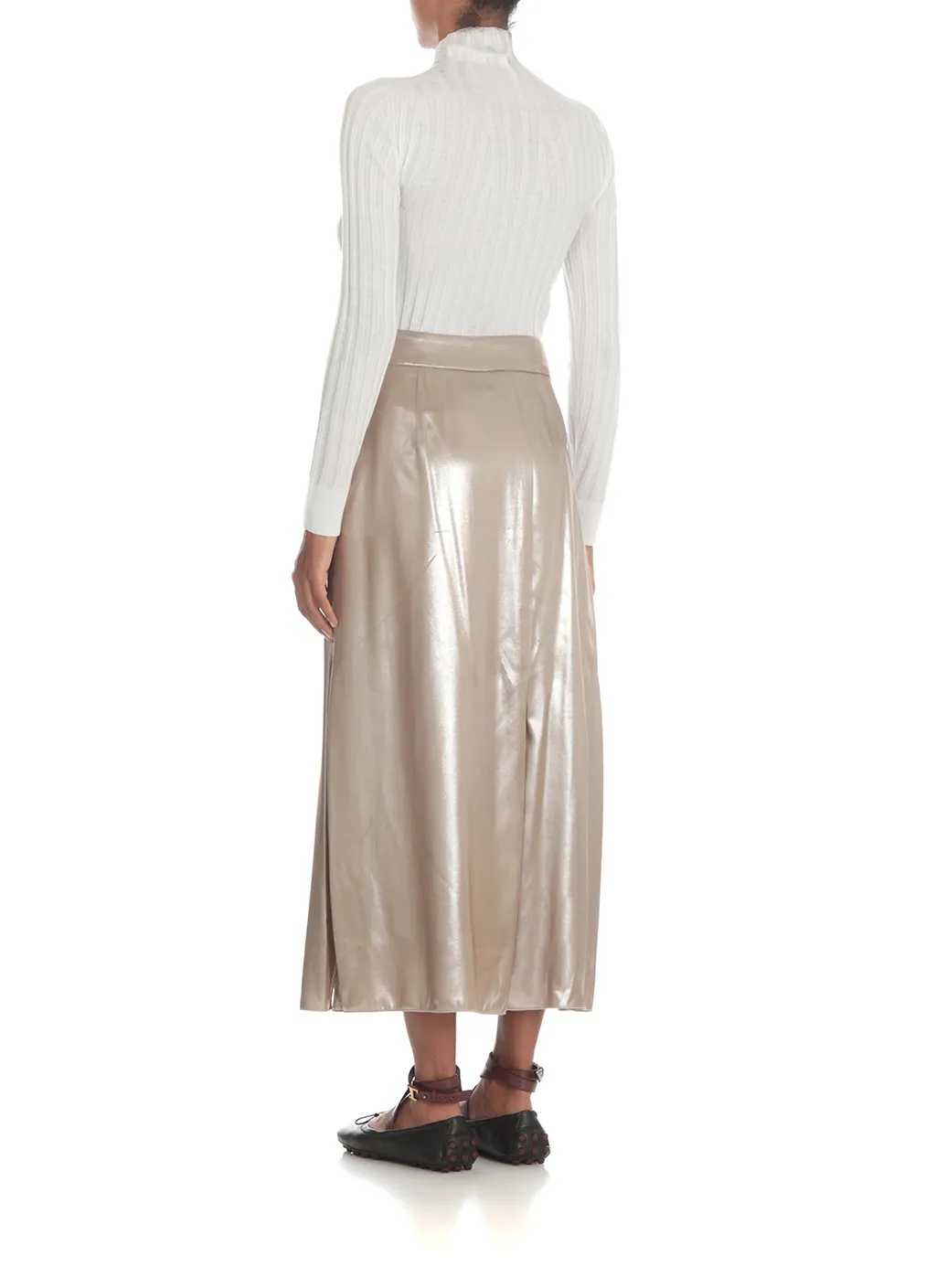 Peserico Laminated Twill Midi Skirt