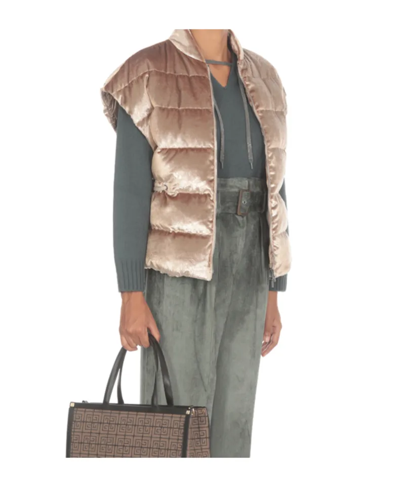 Velvet-Effect Padded Gilet