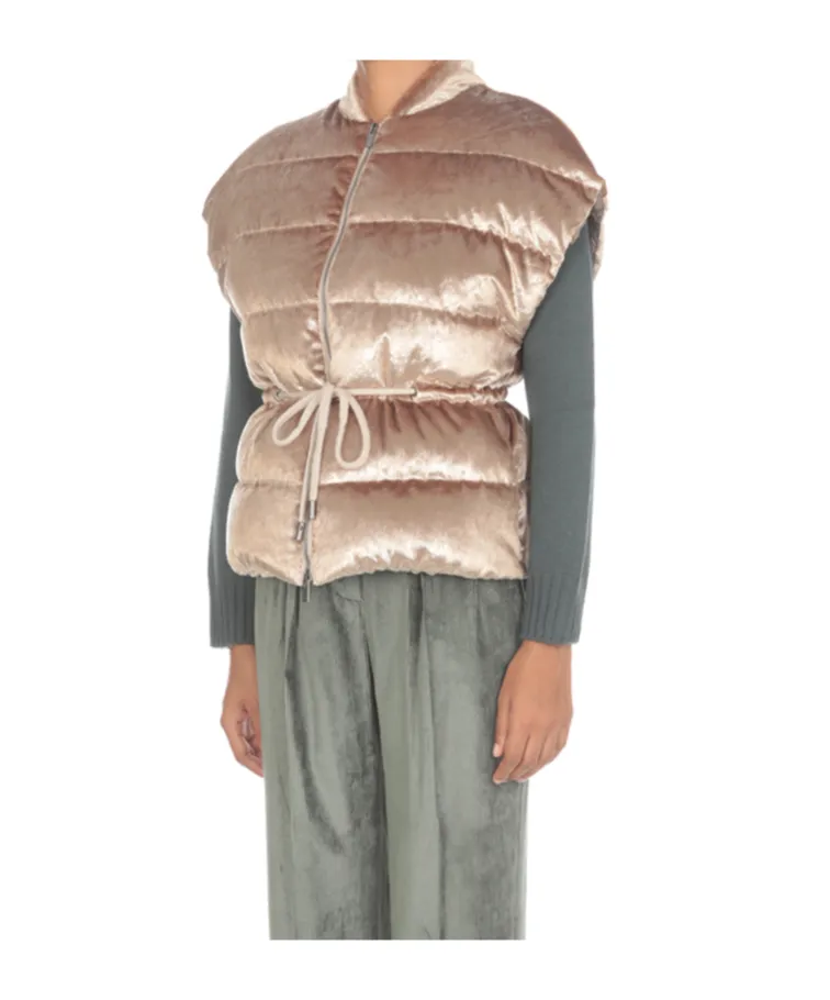 Velvet-Effect Padded Gilet