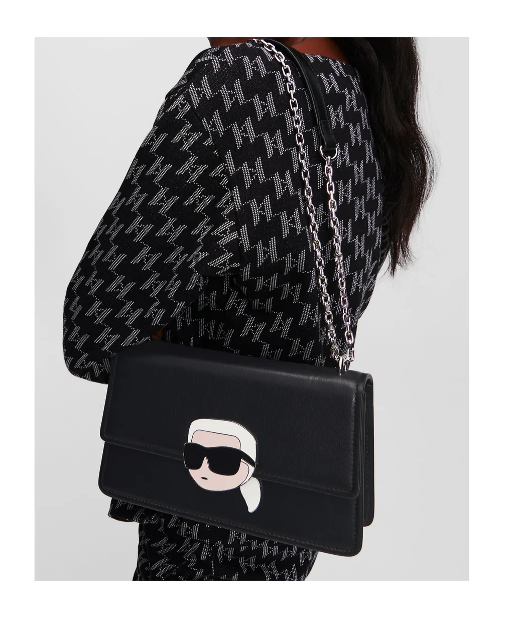 Karl Ikonik Leather Shoulder Bag