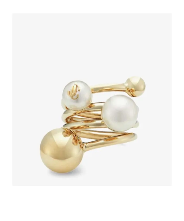 Jimmy Choo Logo Pearl Detailed Ring