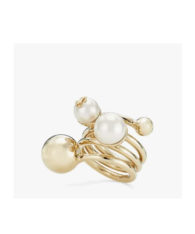 Jimmy Choo Logo Pearl Detailed Ring