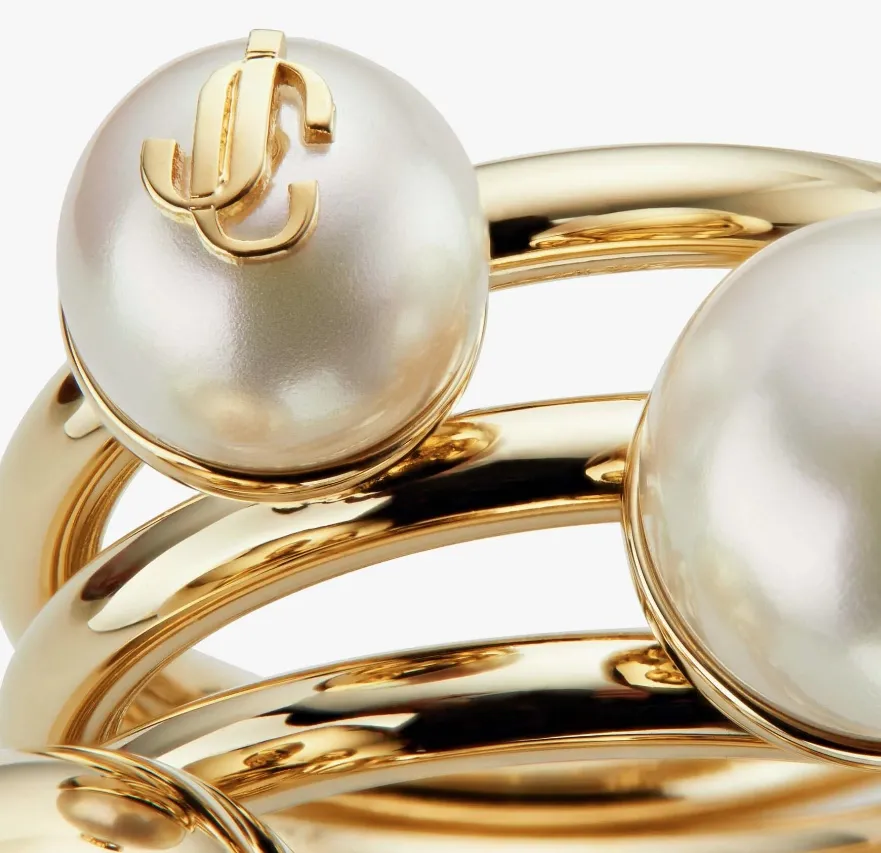 Jimmy Choo Logo Pearl Detailed Ring