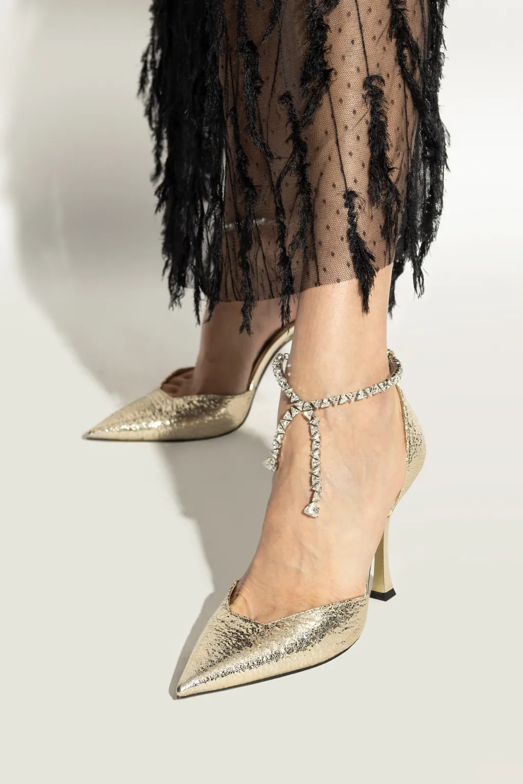 Jimmy Choo Stevie 100 Metallic Pointed-Toe Pumps