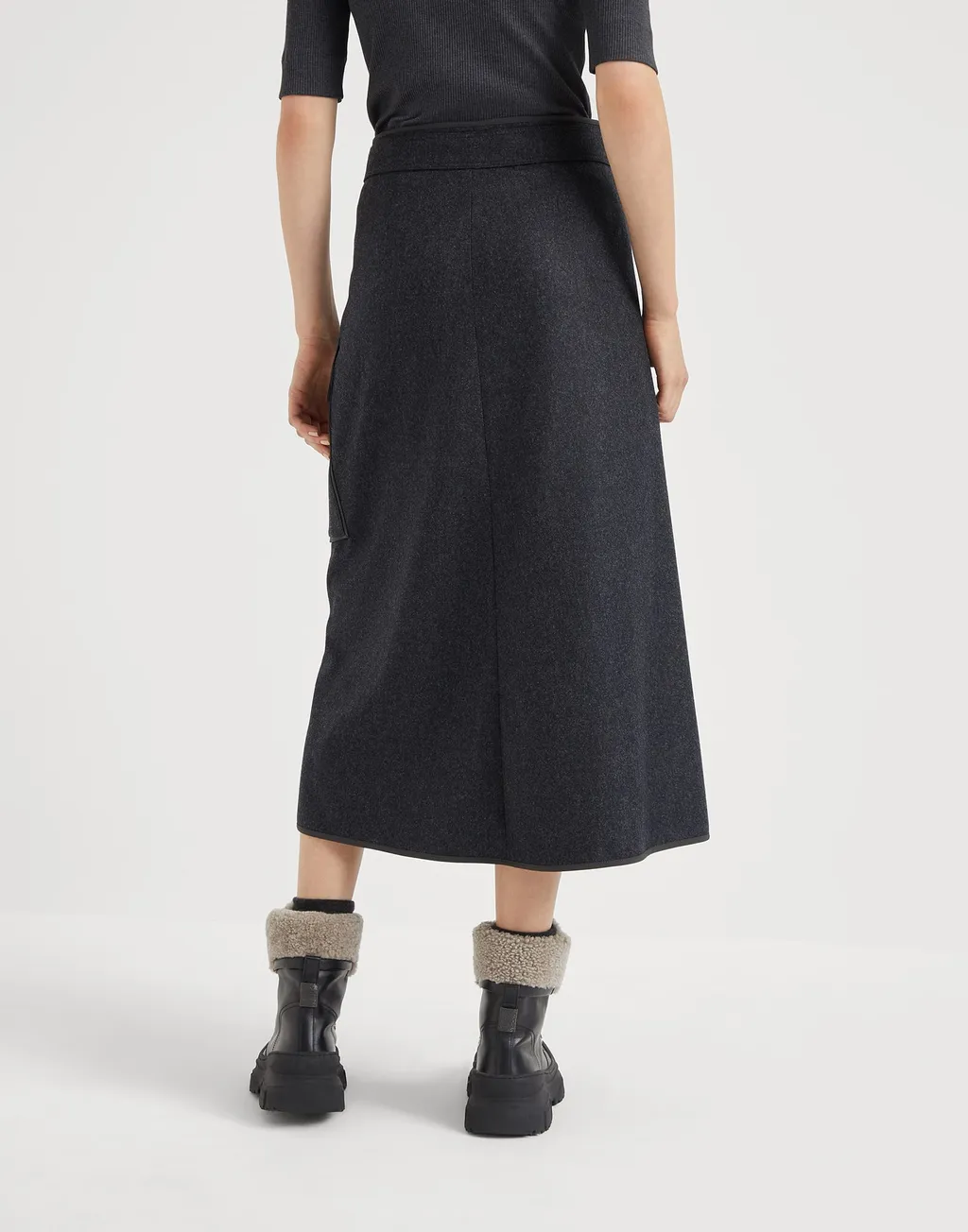 Brunello Cucinelli Wrap Midi Skirt
