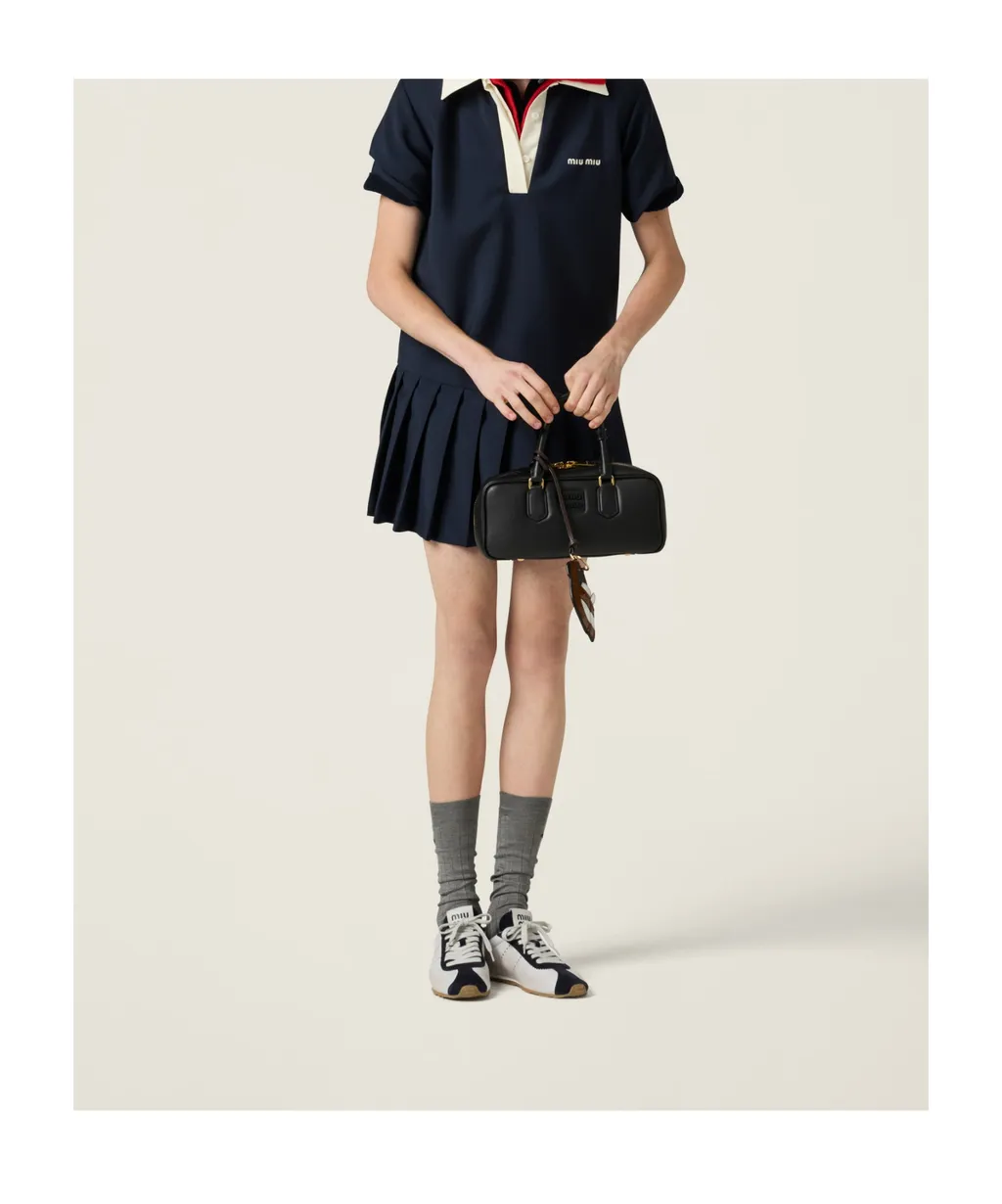 Miu Miu Logo-Embroidered Pleated Dress
