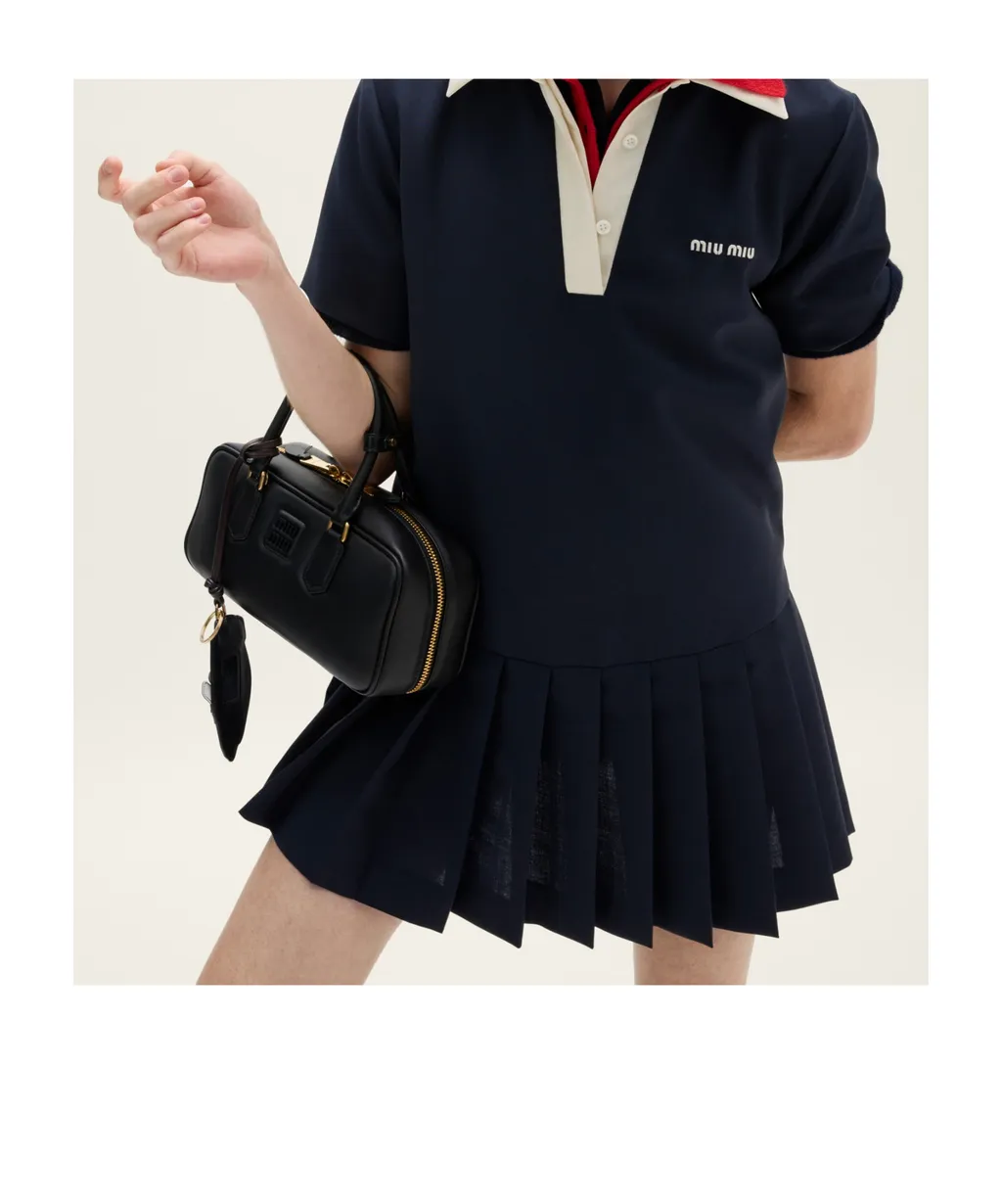 Miu Miu Logo-Embroidered Pleated Dress