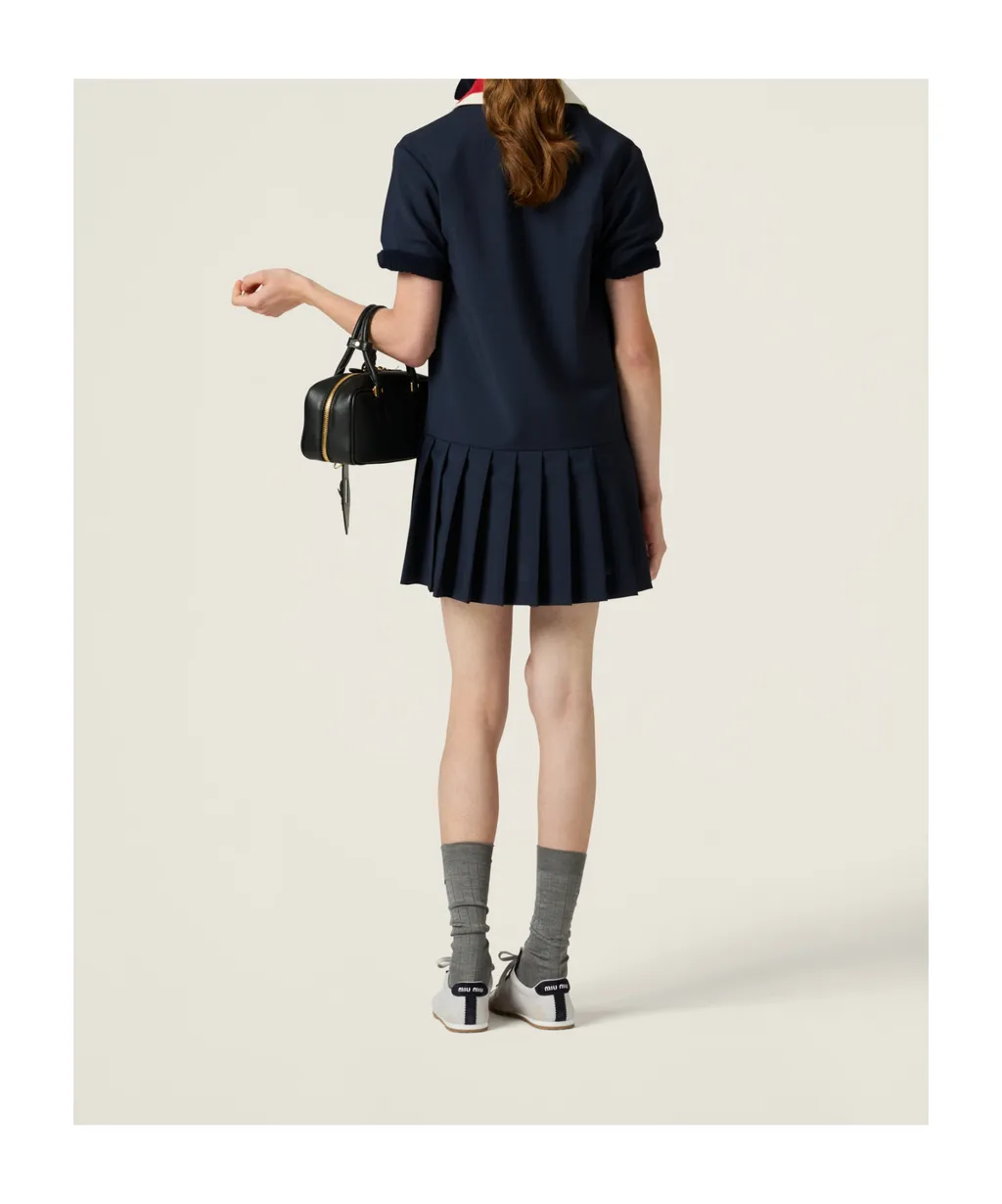 Miu Miu Logo-Embroidered Pleated Dress
