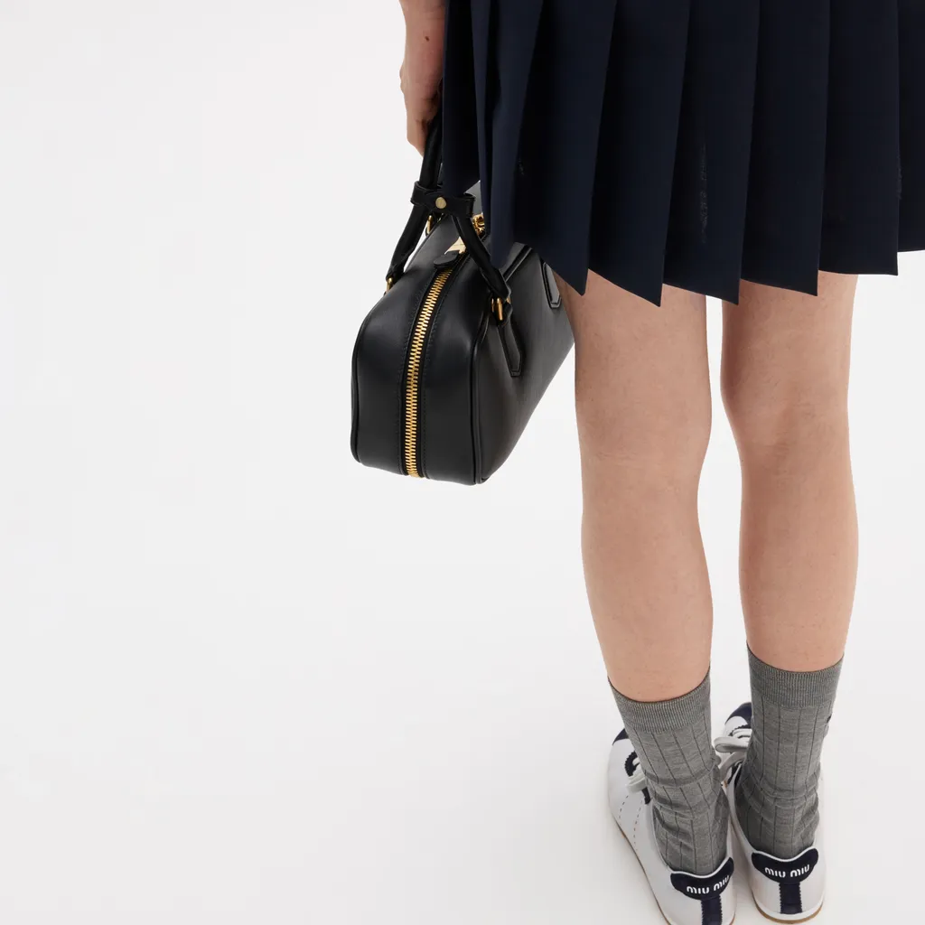 Miu Miu Logo-Embroidered Pleated Dress