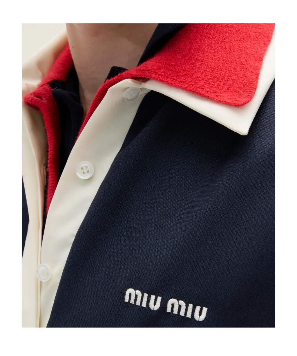 Miu Miu Logo-Embroidered Pleated Dress