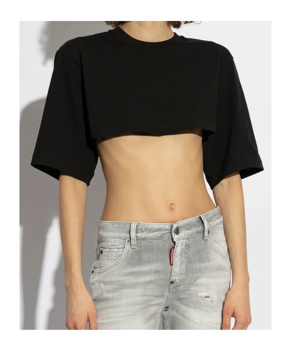Dsquared2 Logo Embossed Cropped T-Shirt