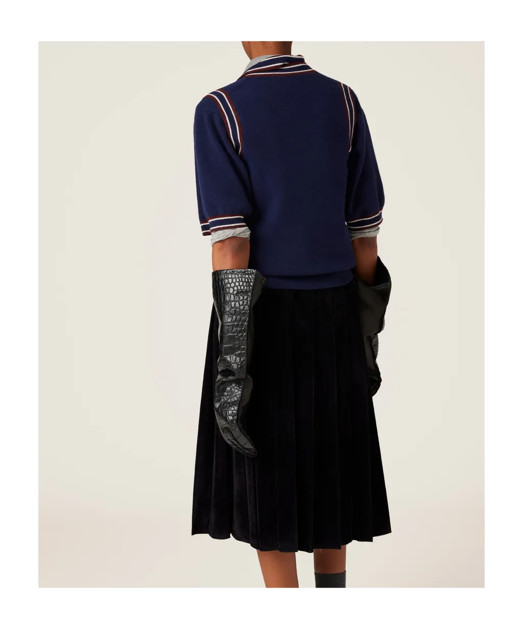 Miu Miu Striped-Trim V-Neck Knitted Vest