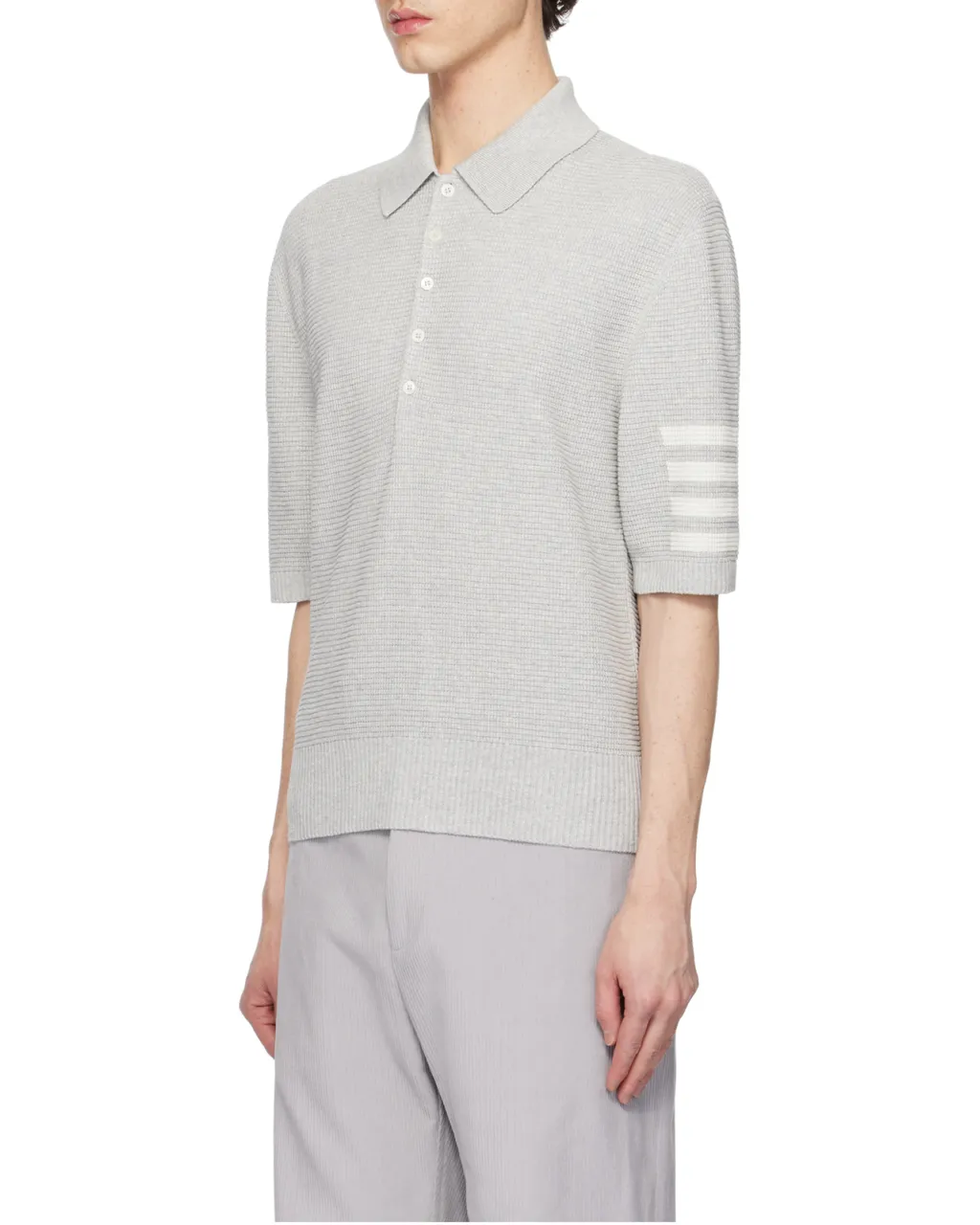 Thom Browne 4-Bar Knitted Polo Shirt