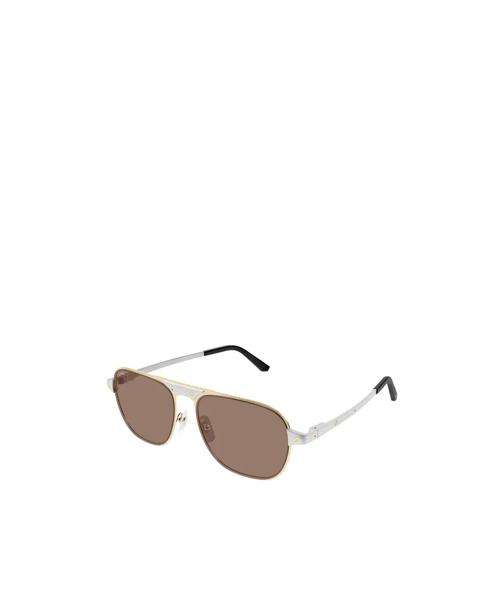 Cartier Santos Brushed Pilot Frame Sunglasses