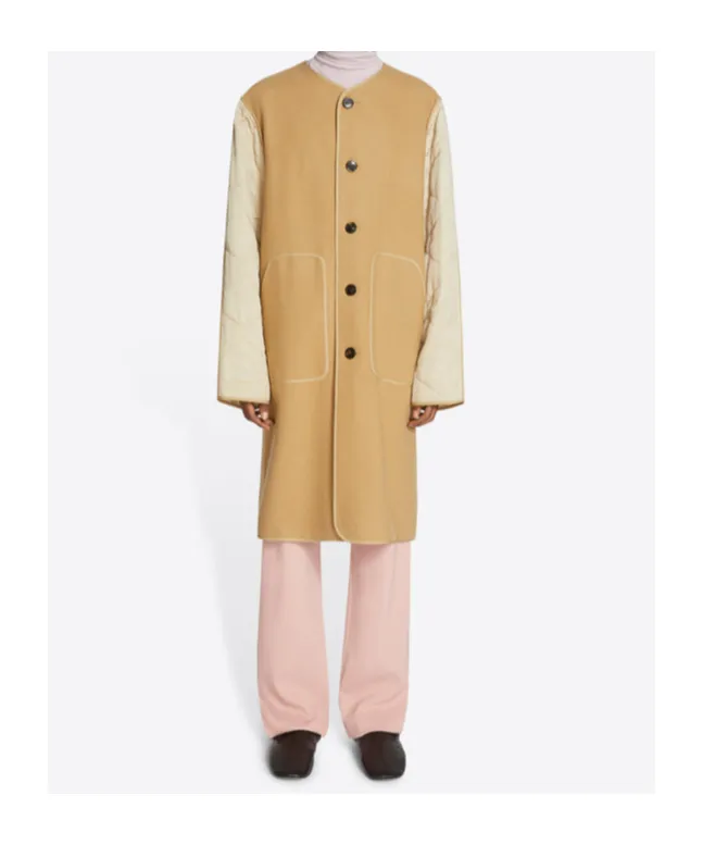 Collarless Wool Coat