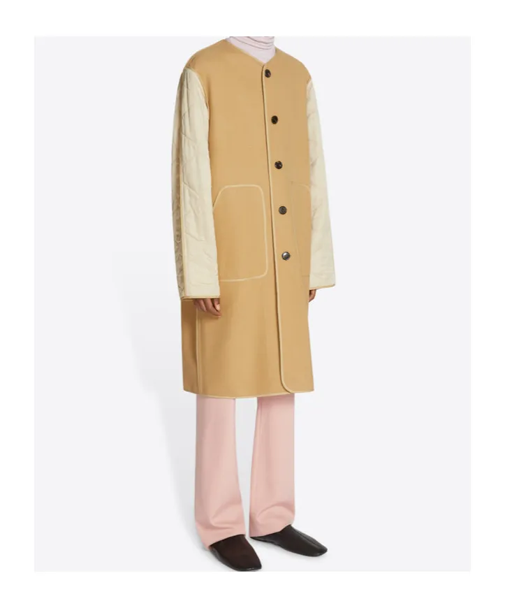 Collarless Wool Coat