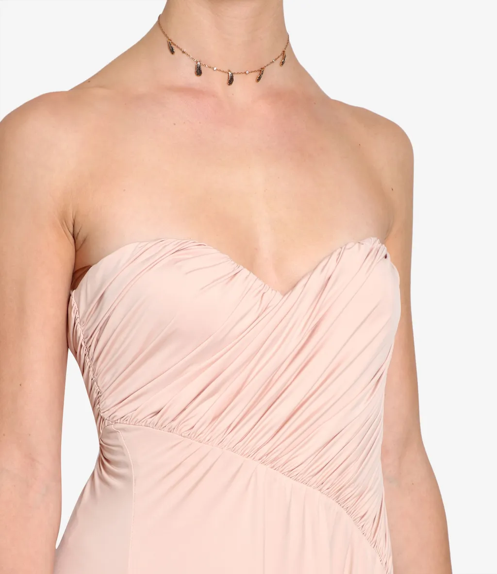 Ruffled Strapless Gown