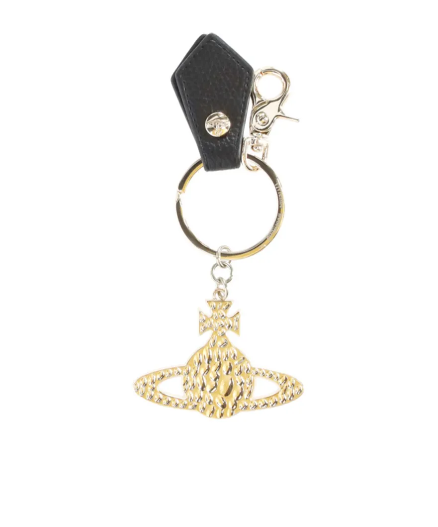 Orb-Embellished Leather Keyring