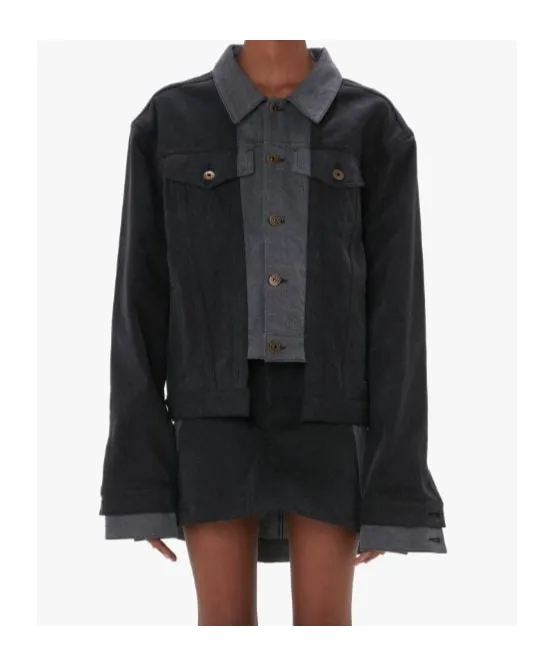 Logo-Appliqué Layered Denim Jacket