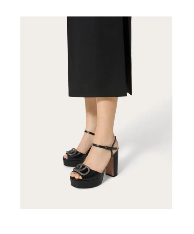 Sandal With Vlogo Signature Platform In Calfskin 115Mm