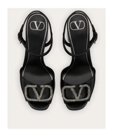 Sandal With Vlogo Signature Platform In Calfskin 115Mm