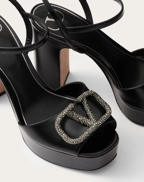 Sandal With Vlogo Signature Platform In Calfskin 115Mm
