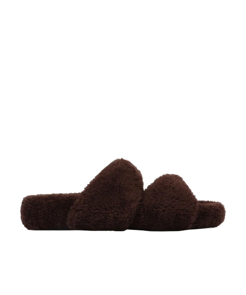 Aquazzura Twist Shearling Slip-On Sandals