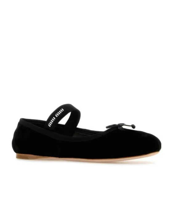 Miu Miu Bow Detailed Slip-On Flat Shoes