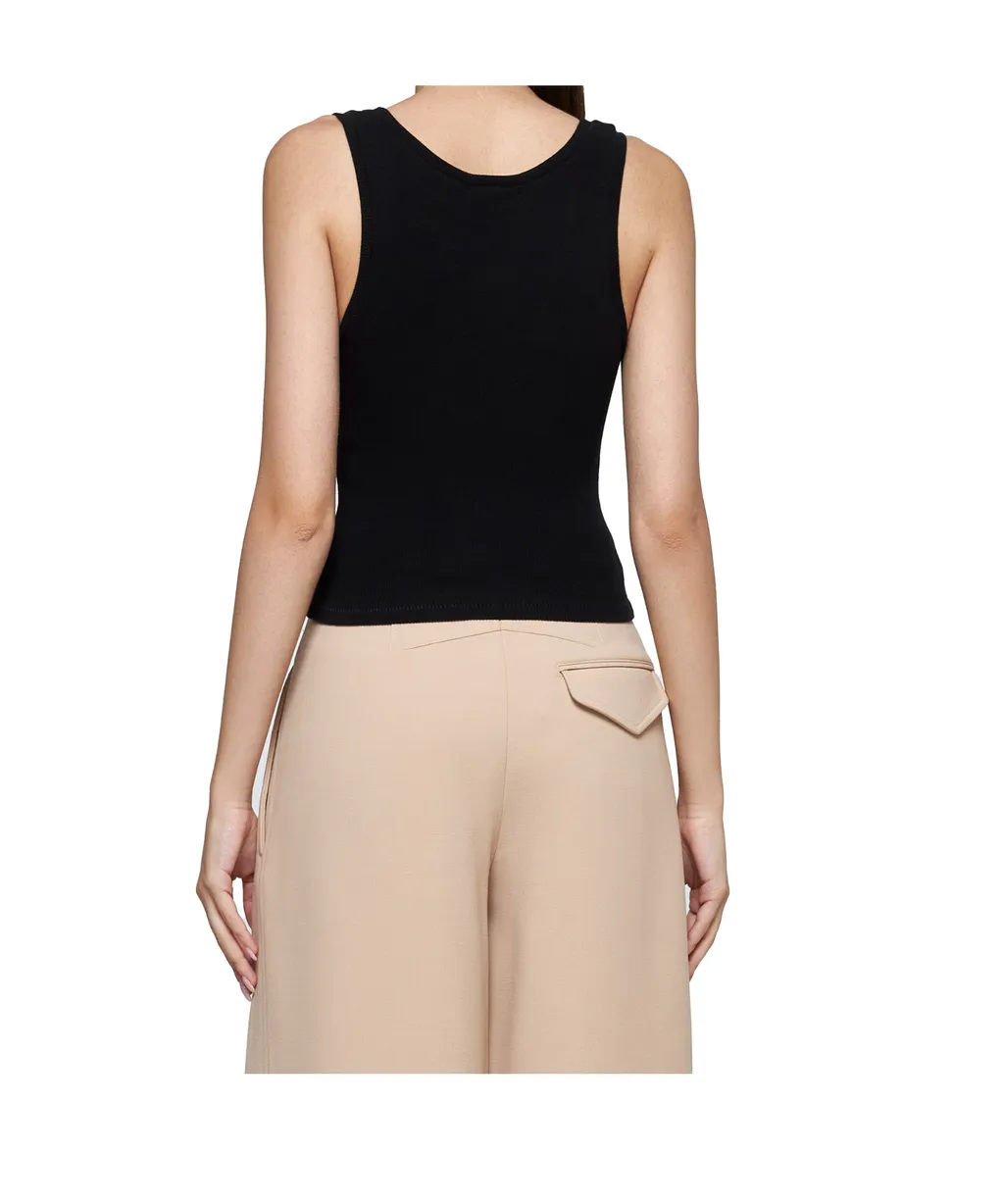 Black Sleeveless Vest Top